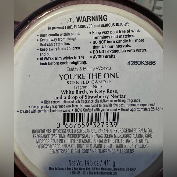 You’re The One Candle Bath and Body Works - Picture 3 of 3